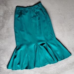 Teal Peplum Midi Skirt with Pleats Size 8